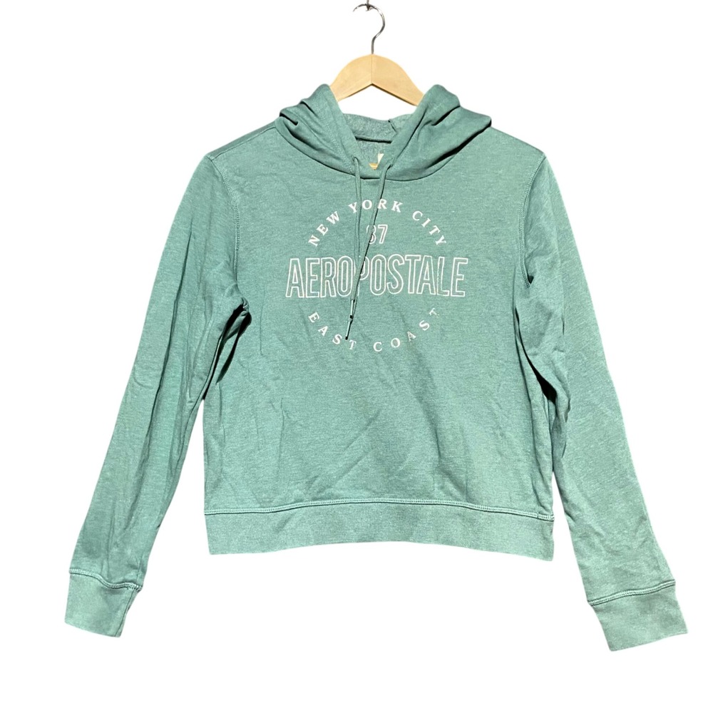 Aeropostale Women's Green Hoodie Sweatshirt New York City‎ 87 Graphic Medium